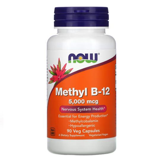 Methyl B-12, 5000mcg, 90 vcaps, NOW Foods - Vitax.ro