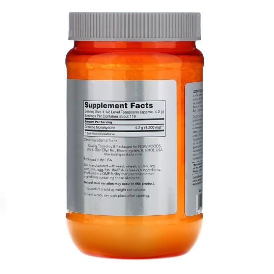 Micronized Creatine Monohydrate, 500g, NOW Foods - Vitax.ro