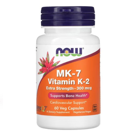MK-7 Vitamin K-2, 300mcg Extra Strength, 60 vcaps, NOW Foods - Vitax.ro