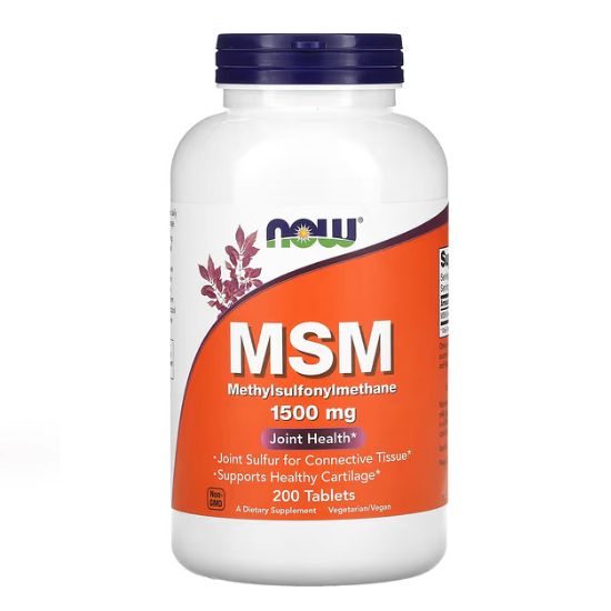 MSM Methylsulphonylmethane, 1500mg, 200 tabs, NOW Foods