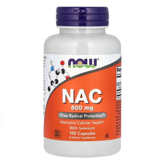 NAC with Selenium, 600mg, 100 vcaps, NOW Foods - Vitax.ro