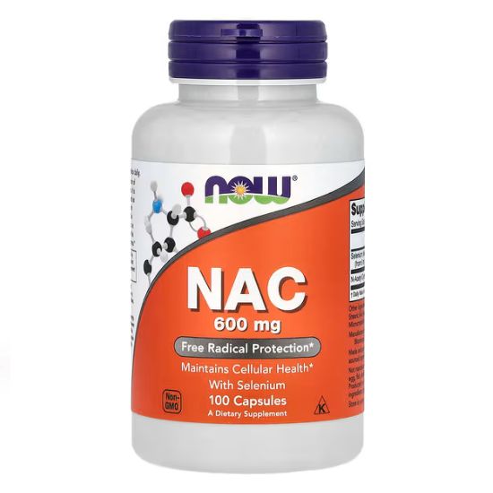 NAC with Selenium, 600mg, 100 vcaps, NOW Foods - Vitax.ro