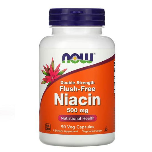 Niacin Flush-Free, 500mg (Double Strength), 90 vcaps, NOW Foods - Vitax.ro
