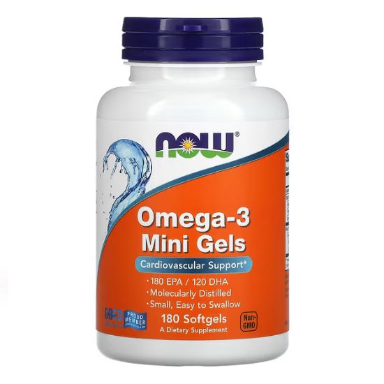 Omega-3 Mini Gels, 180 softgels, NOW Foods - Vitax.ro