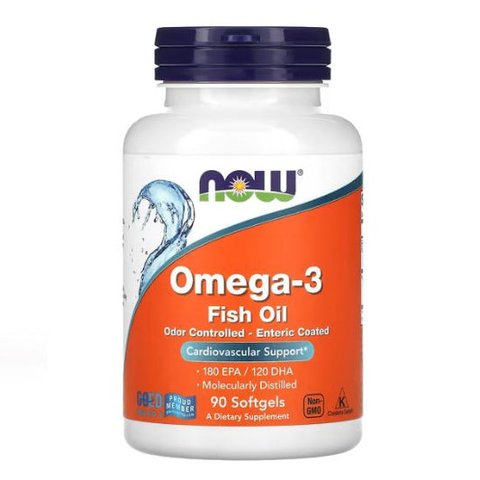 Omega-3 Enteric Coated, 90 softgels, NOW Foods - Vitax.ro