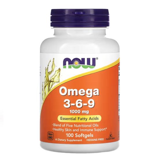 Omega 3-6-9, 1000mg, 100 softgel, NOW Foods - Vitax.ro