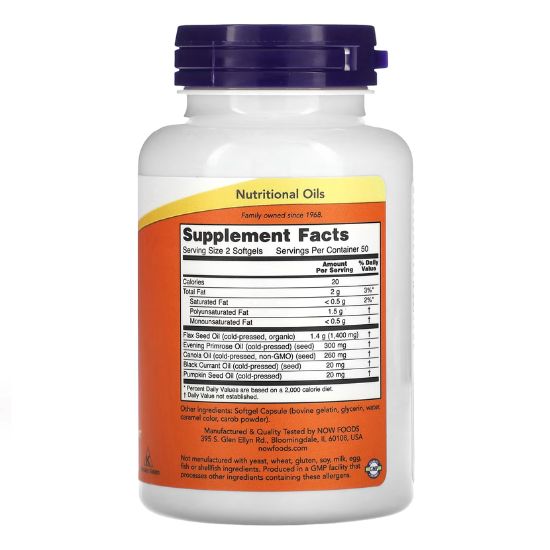 Omega 3-6-9, 1000mg, 100 softgel, NOW Foods - Vitax.ro