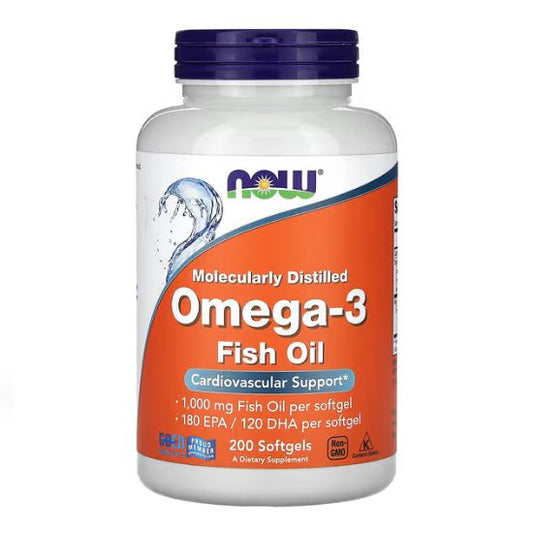 Omega-3 Molecularly Distilled, 200 softgels, NOW Foods - Vitax.ro