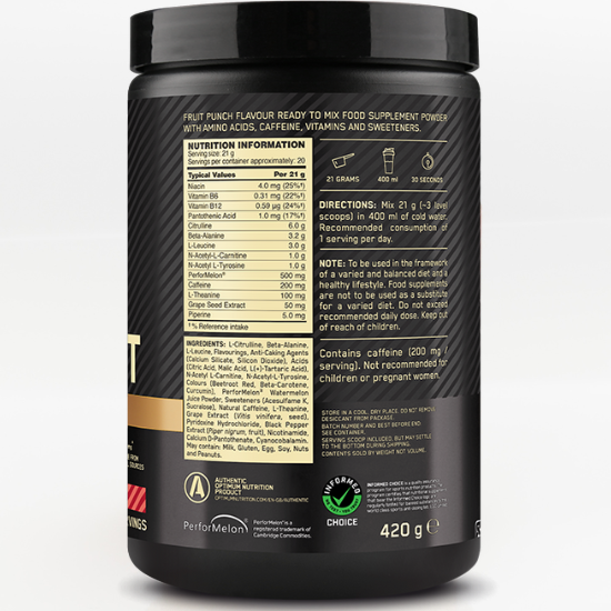 Gold Standard Pre-Workout Advanced, 420 g, Fruit Punch, Optimum Nutrition - Vitax.ro