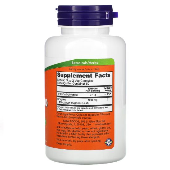 Oregano, 450mg, 100 vcaps, NOW Foods - Vitax.ro