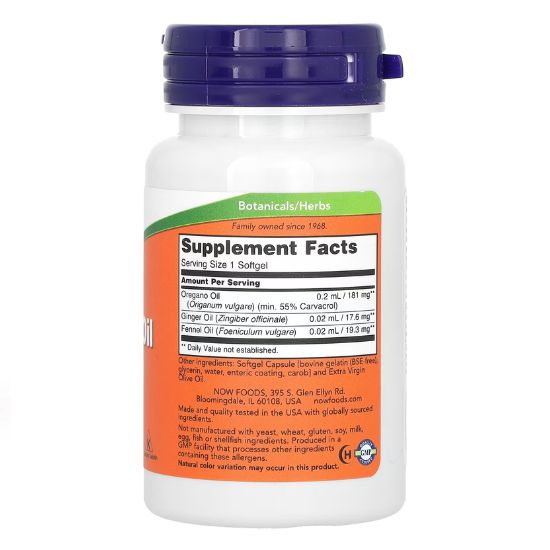 Oregano Oil, Enteric, 90 softgels, NOW Foods - Vitax.ro