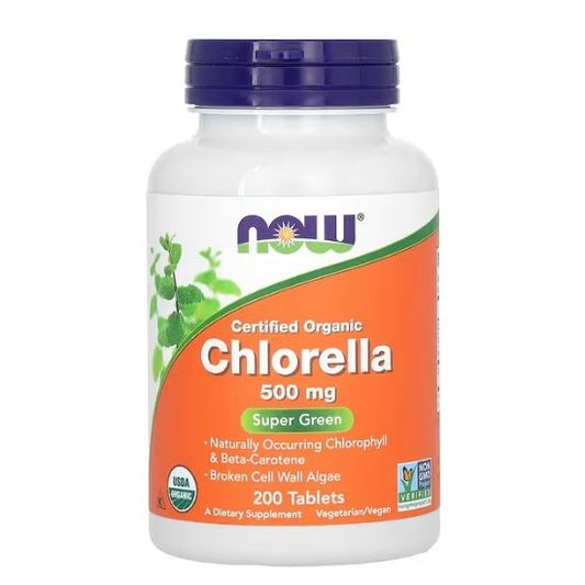 Chlorella, 500mg Organic, 200 tabs, NOW Foods - Vitax.ro
