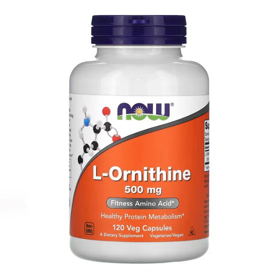 L-Ornithine, 500mg, 120 vcaps, NOW Foods - Vitax.ro