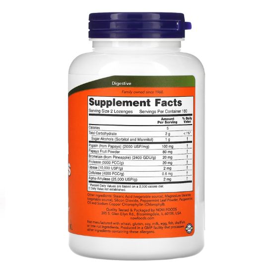 Papaya Enzyme, Chewable, 360 lozenges, NOW Foods - Vitax.ro