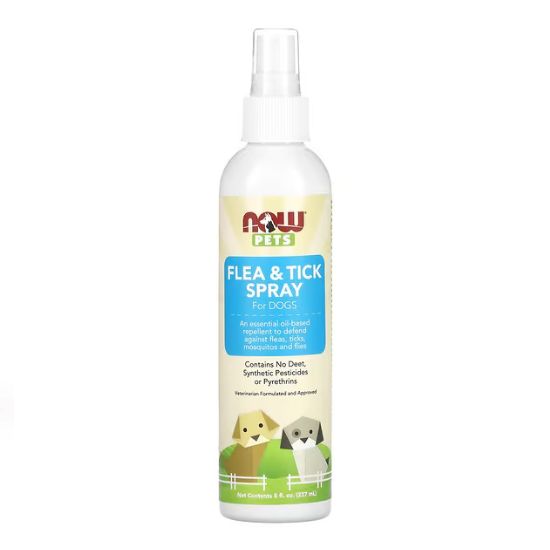 Pets, Flea & Tick Spray for Dogs, 237 ml, NOW Foods - Vitax.ro