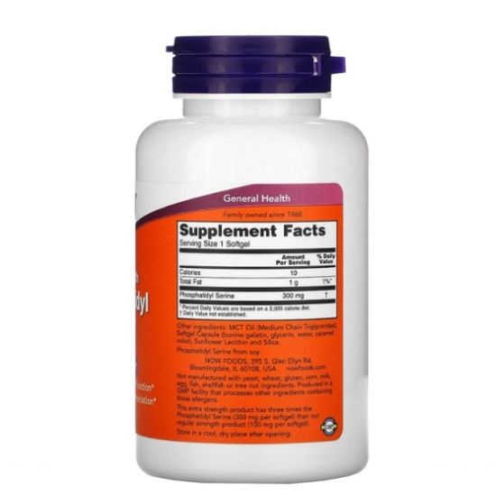 Phosphatidyl Serine, 300mg Extra Strength, 50 softgels, NOW Foods - Vitax.ro