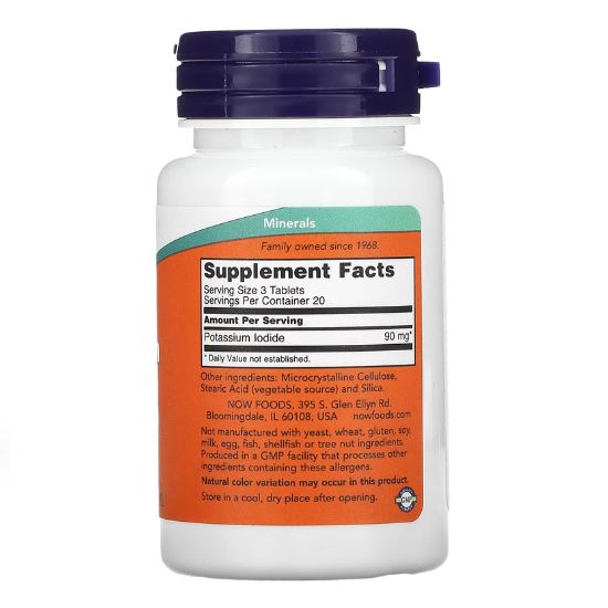 Potassium Iodide, 30mg, 60 tabs, NOW Foods - Vitax.ro
