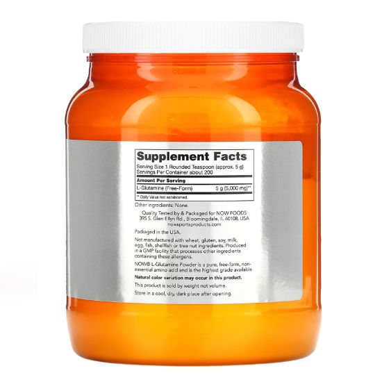 L-Glutamine, 5000mg (Powder), 1000g, NOW Foods - Vitax.ro