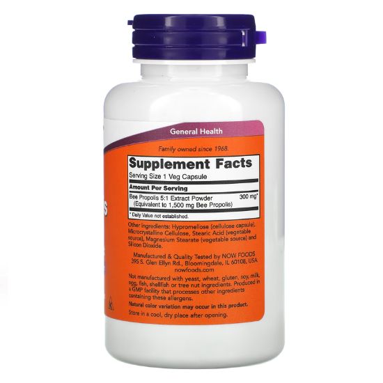 Propolis 1500 5:1 Extract, 100 Capsule Vegetale, NOW Foods - Vitax.ro