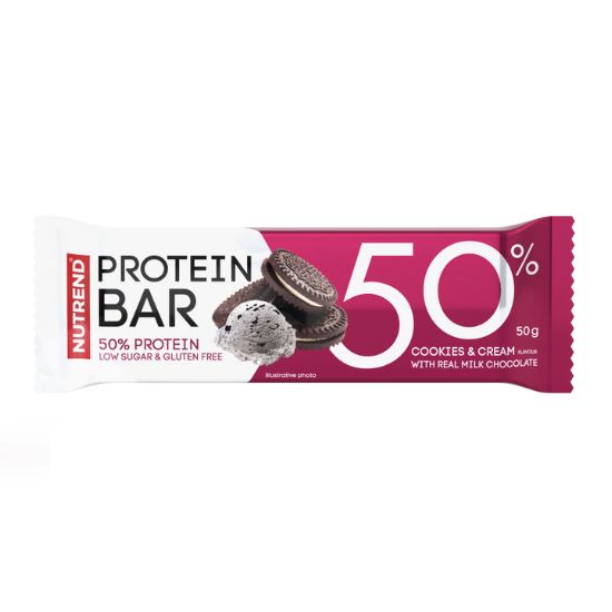Protein Bar 50, Cookies & Cream, 30 x 50 g, Nutrend - Vitax.ro