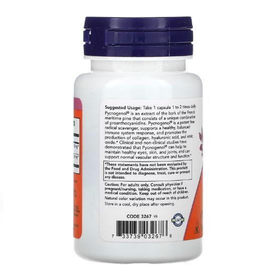 Pycnogenol, 100mg, 60 vcaps, NOW Foods - Vitax.ro