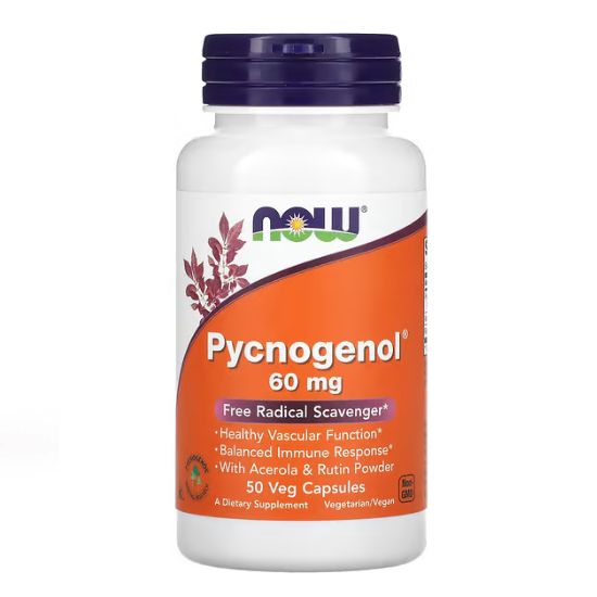 Pycnogenol with Acerola & Rutin Powder, 60mg, 50 vcaps, NOW Foods - Vitax.ro