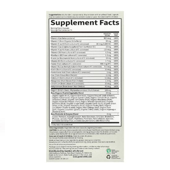 Vitamin Code RAW ONE for Men, 75 vcaps, Garden of Life - Vitax.ro