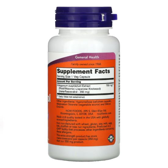 Resveratrol, Extra Strength 350mg, 60 vcaps, NOW Foods - Vitax.ro