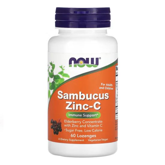 Sambucus Zinc-C, 60 lozenges, NOW Foods - Vitax.ro