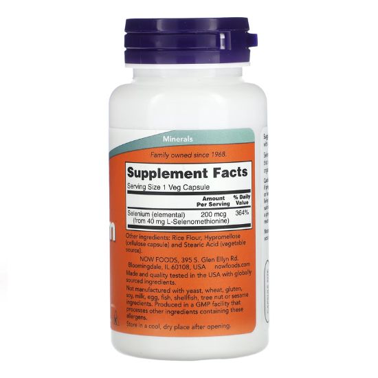 Selenium, 200mcg, 90 vcaps, NOW Foods - Vitax.ro