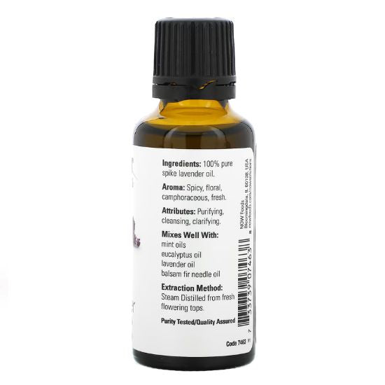 Essential Oil, Spike Lavender, 30 ml, NOW Foods - Vitax.ro