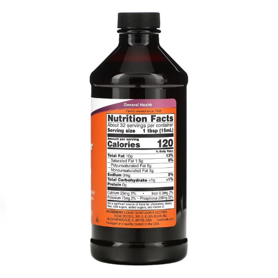 Sunflower Liquid Lecithin, 473 ml, NOW Foods - Vitax.ro