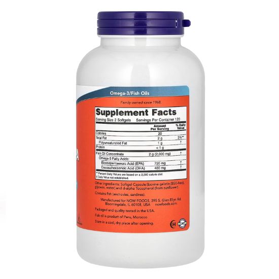 Super Omega EPA Fish Oil, 240 softgels, NOW Foods - Vitax.ro