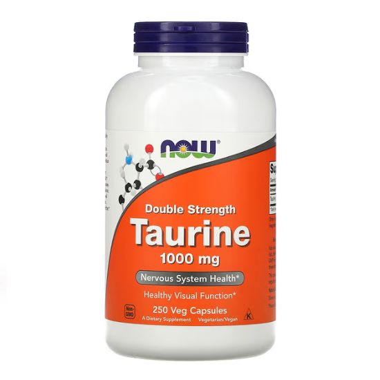 Taurine, 1000mg Double Strength, 250 vcaps, NOW Foods - Vitax.ro