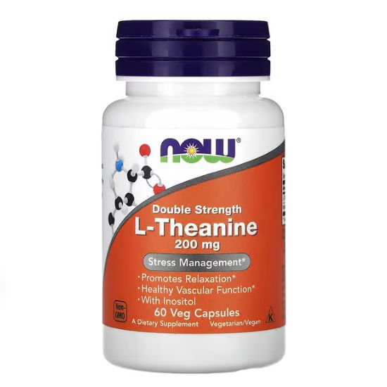 Double Strength L-Theanine, 200mg, 60 vcaps, NOW Foods - Vitax.ro