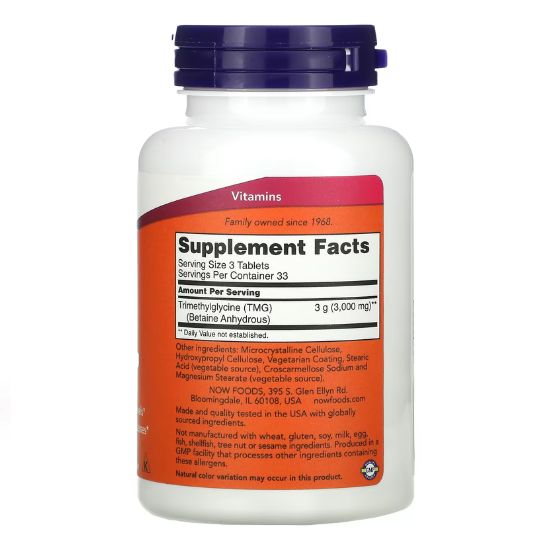 TMG Trimethylglycine, 1000mg, 100 tabs, NOW Foods - Vitax.ro