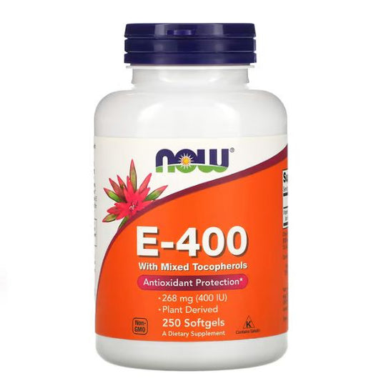 Vitamin E-400 with Mixed Tocopherols, 250 softgels, NOW Foods - Vitax.ro