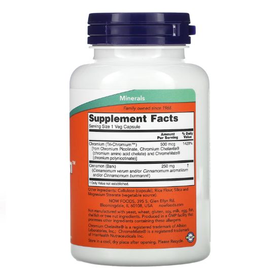 Tri-Chromium, 500mcg, 180 vcaps, NOW Foods - Vitax.ro