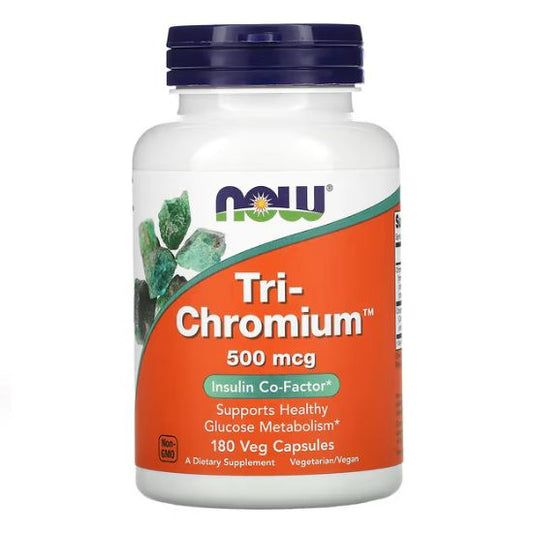 Tri-Chromium, 500mcg, 180 vcaps, NOW Foods - Vitax.ro