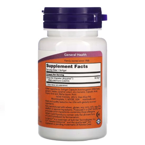 Ubiquinol CoQH-CF, 60 softgels, NOW Foods - Vitax.ro