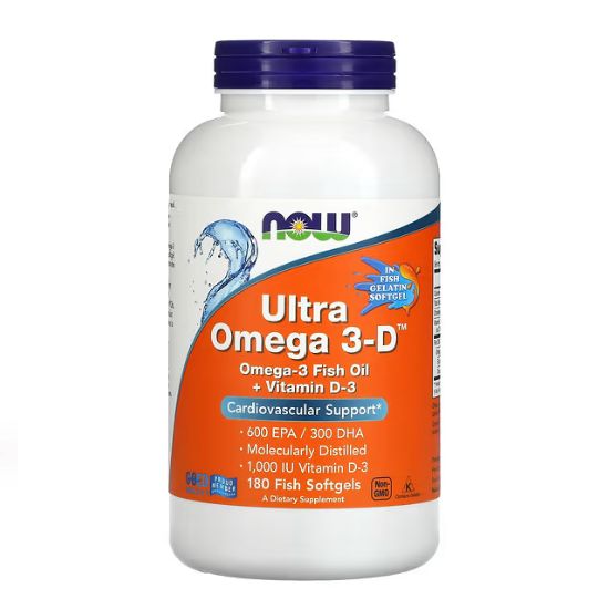 Ultra Omega 3-D with Vitamin D-3, 180 softgels, NOW Foods - Vitax.ro