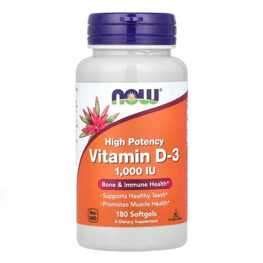 Vitamin D-3, 1000 IU, 180 softgels, NOW Foods - Vitax.ro