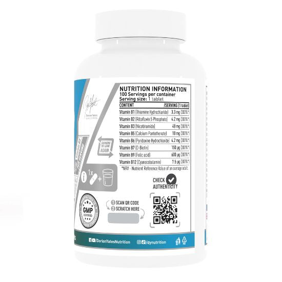 Vitamin B Complex, 100 tablets, Dorian Yates - Vitax.ro