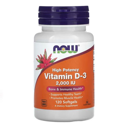 Vitamin D-3, 2000 IU, 120 softgels, NOW Foods