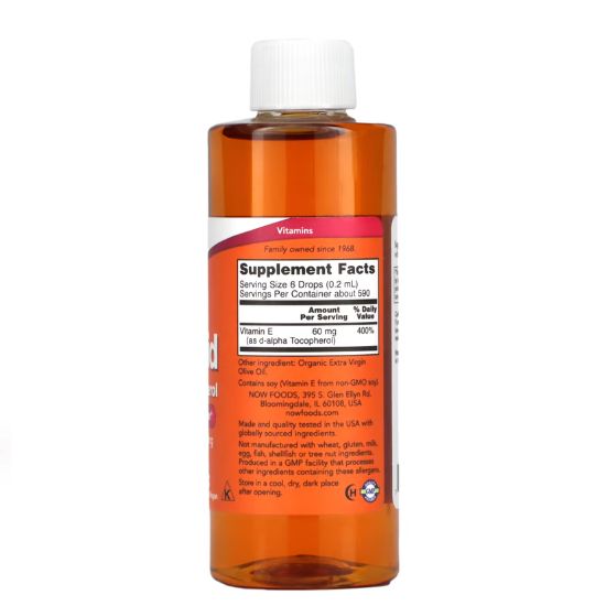 Vitamin E Liquid, 118 ml, NOW Foods - Vitax.ro