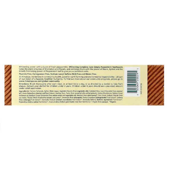 Whitening Complete Care Toothpaste, Simply Peppermint, 150g, Himalaya Herbal - Vitax.ro