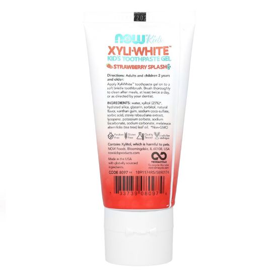 XyliWhite Kids, Strawberry Splash - 85g, NOW Foods - Vitax.ro