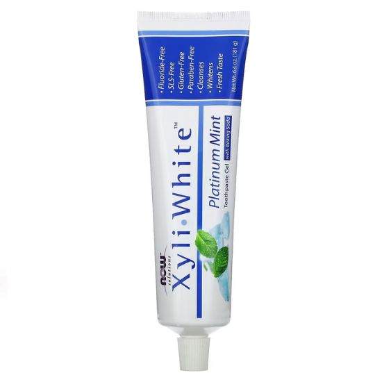 XyliWhite, Platinum Mint Toothpaste Gel w/Baking Soda, 181g, NOW Foods - Vitax.ro