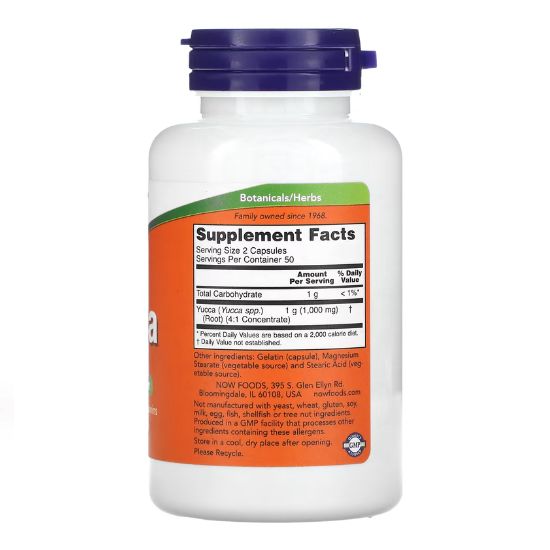 Yucca, 500mg, 100 capsules, NOW Foods - Vitax.ro