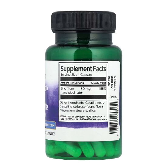 Zinc Picolinate Body Preferred Form, 50mg Extra Strength, 60 caps, Swanson - Vitax.ro